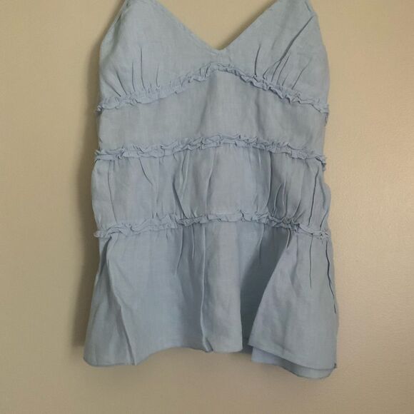 Light Blue Sleeveless Women's Linen Ruffled Top Hardtail Clothing NWT Medium - Picture 2 of 12